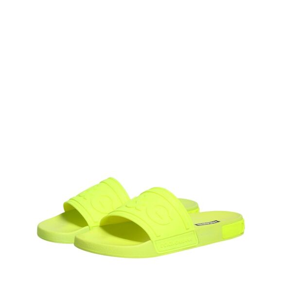 Dolce & Gabbana Green Rubber Slides Sandals Beachwear Men\'s Shoes